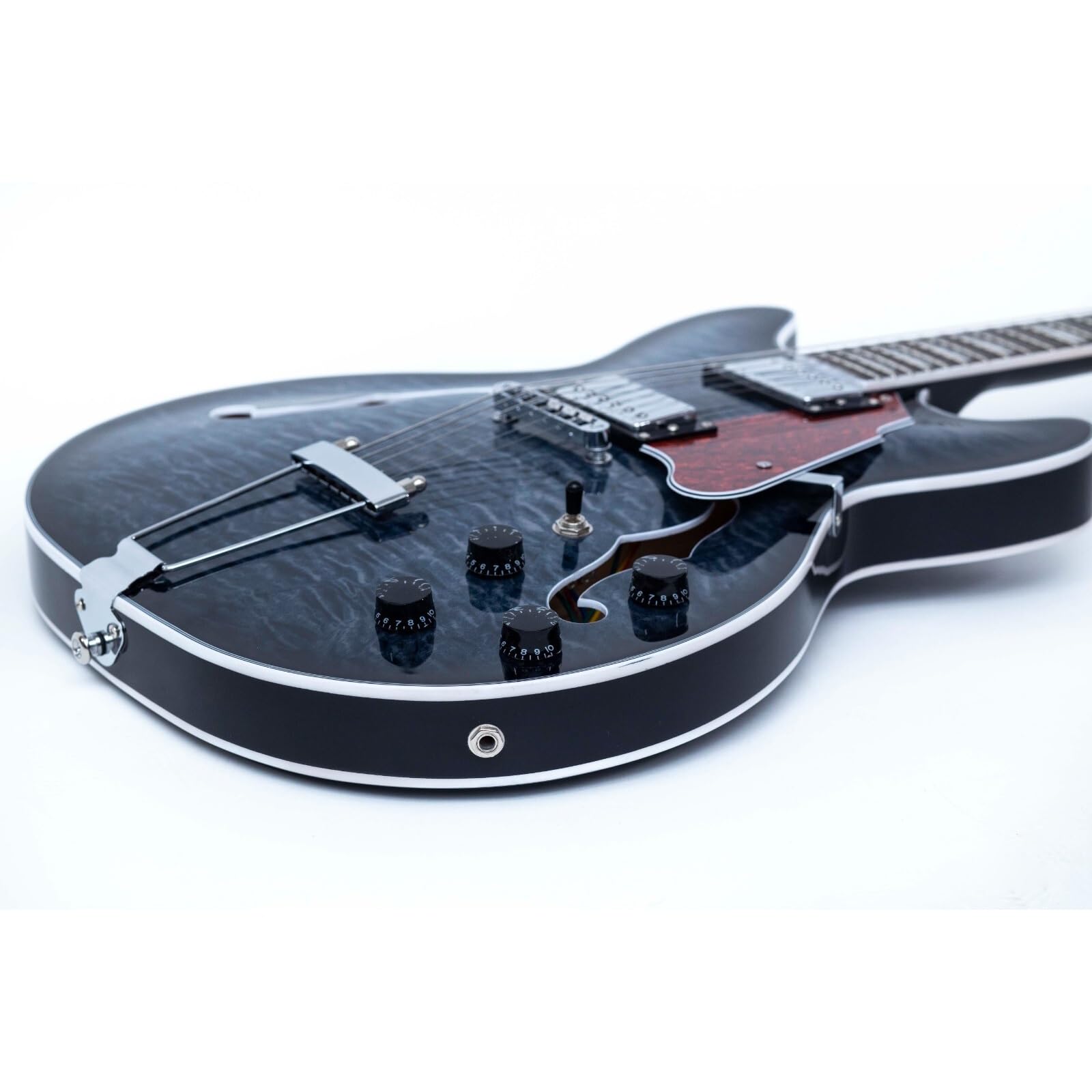 Standard Gitara Elektryczna 6 Strunowa Gitara Elektryczna Semi Hollow Body Trapeze Tailpiece Bridge Praworęczny Piękny Dźwięk