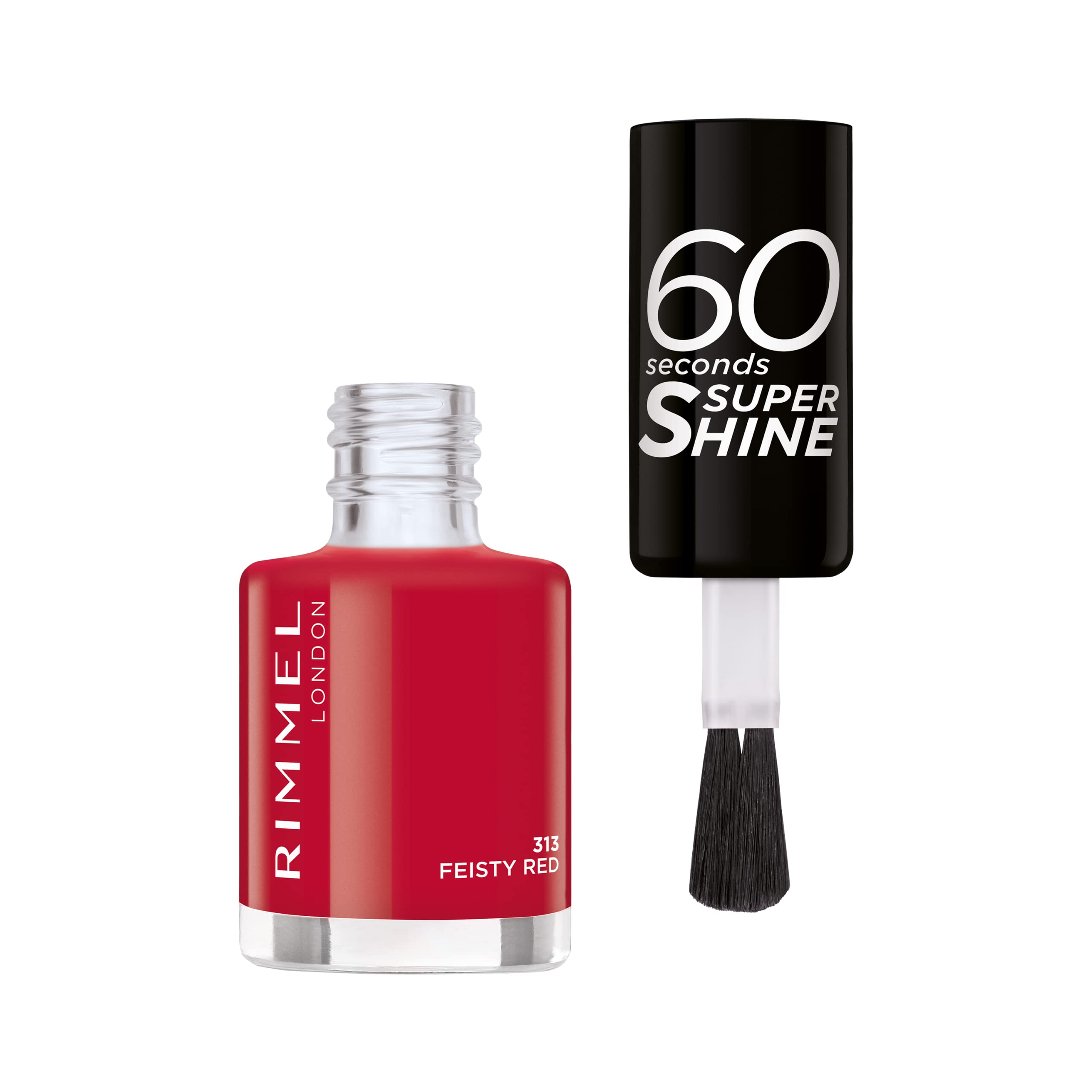 Rimmel London Nagellack 60 Seconds Super Shine – Farbe 313 Feisty Rot, Glänzend & Langlebig