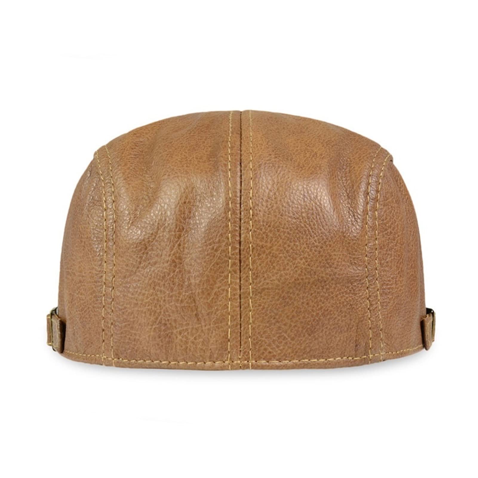 Mężczyźni Prawdziwej Skóry Newsboy Hat Capgatsby Płaskie Golf Cabbie Baker Beret Retro Brand New Men's Baseball Cap