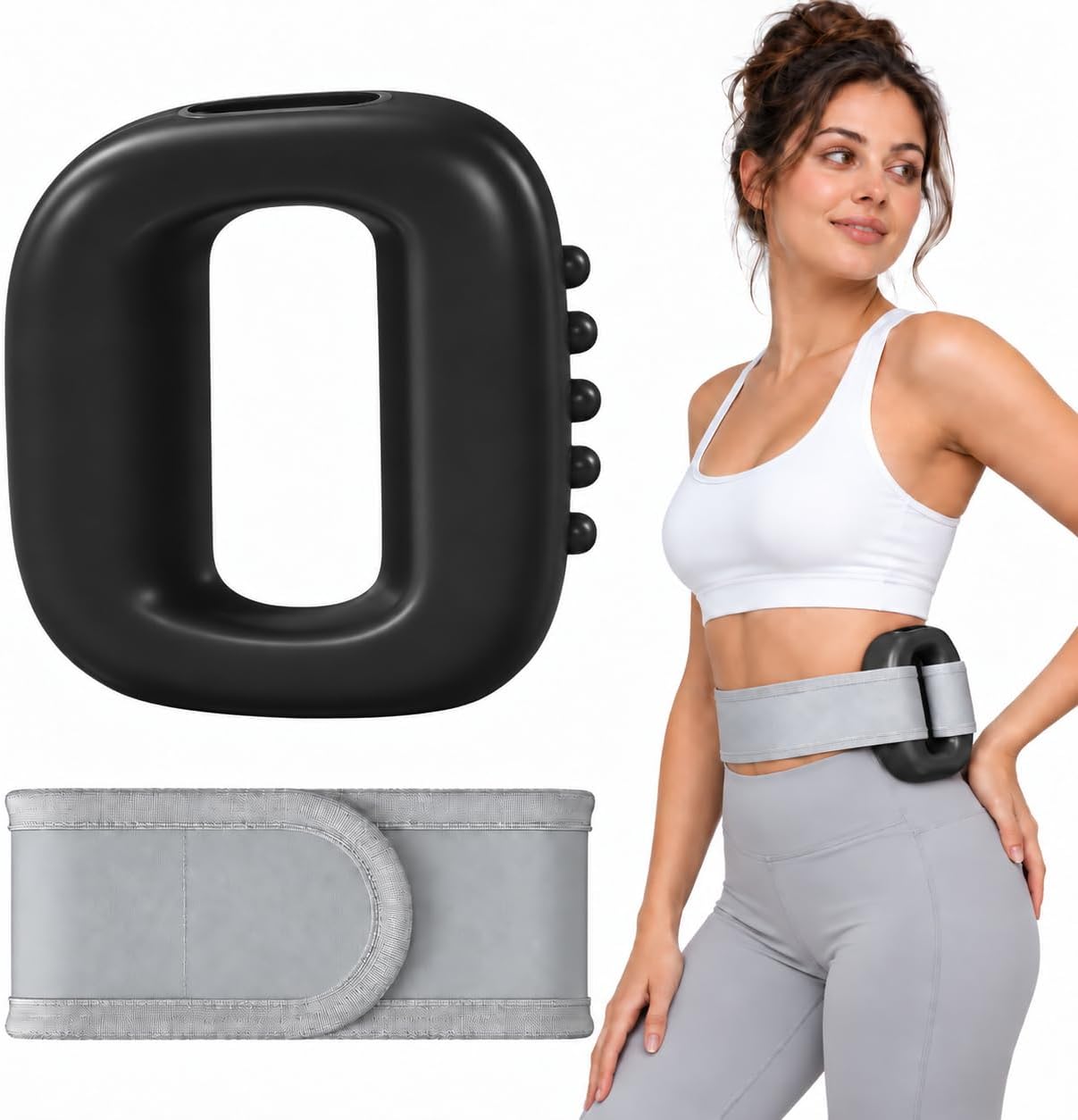 Fascia Ring Massager, Cordless Vibration Ring with Belt (Black)