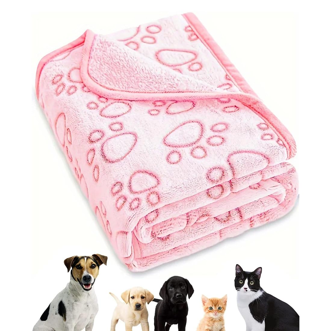 Couvertures pour chiens,Couverture épaisse rose pour chiens et chats, tapis de couchage quatre saisons (52 x 73 cm)