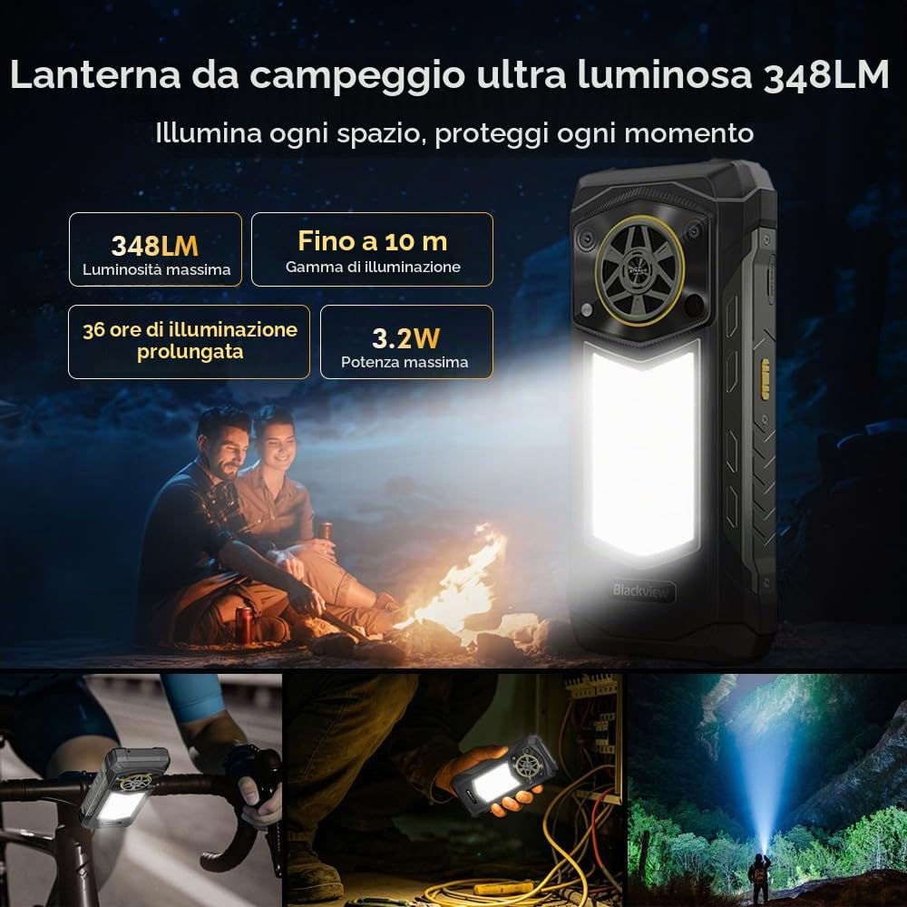 Blackview ROCK 5 Rugged Smartphone 5W HiFi Altoparlante, 48GB+256GB AI Telefono Android 16, 6.78" FHD+ 120Hz, 20000mAh, Lampada Campeggio 350lm, 108MP+50MP, 4G Telefono Indistruttibile, NFC/OTG/GPS