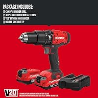 Vista 3 de CRAFTSMAN V20 Kit de taladro de martillo inalámbrico, 1/2 pulgada, 2 baterías y cargador incluidos (CMCD711C2)
