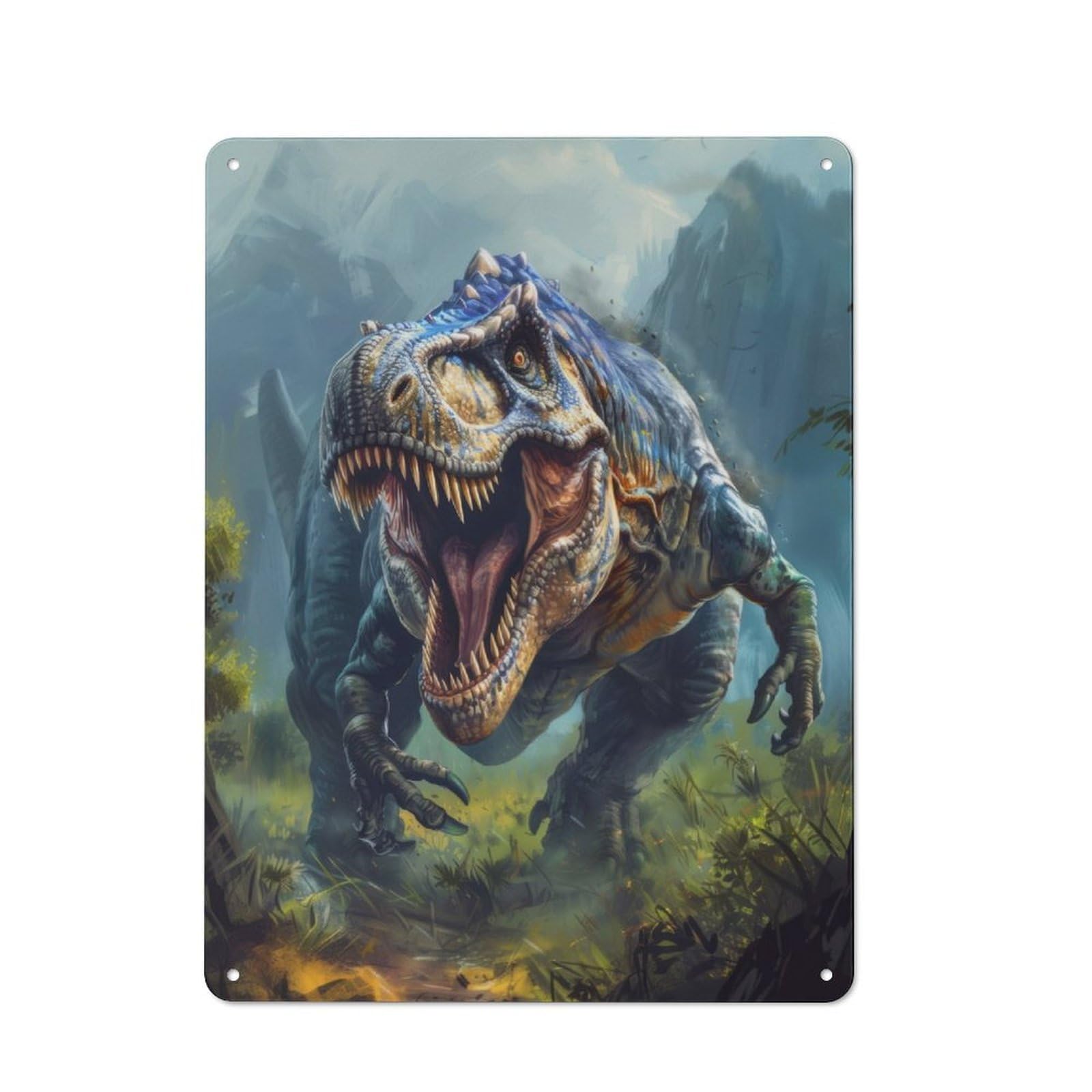 Junmoney Roaring Trex Tin Wall Plaque 40X30cm With For Pub Or Café, A Decorative Christmas Gift For Hospitality Wall Decor Collectors