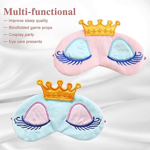 Miniatura 2 de Paquete de 2 antifaz para dormir para mujeres y niñas, con corona de princesa, pestañas para cosplay, para viajes, fiestas