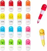 48 Penne A Sfera Mini Retrattili - 6 Facce Cartoon, Inchiostro Blu, Portatili Per Scuola E Regali - Foto 4