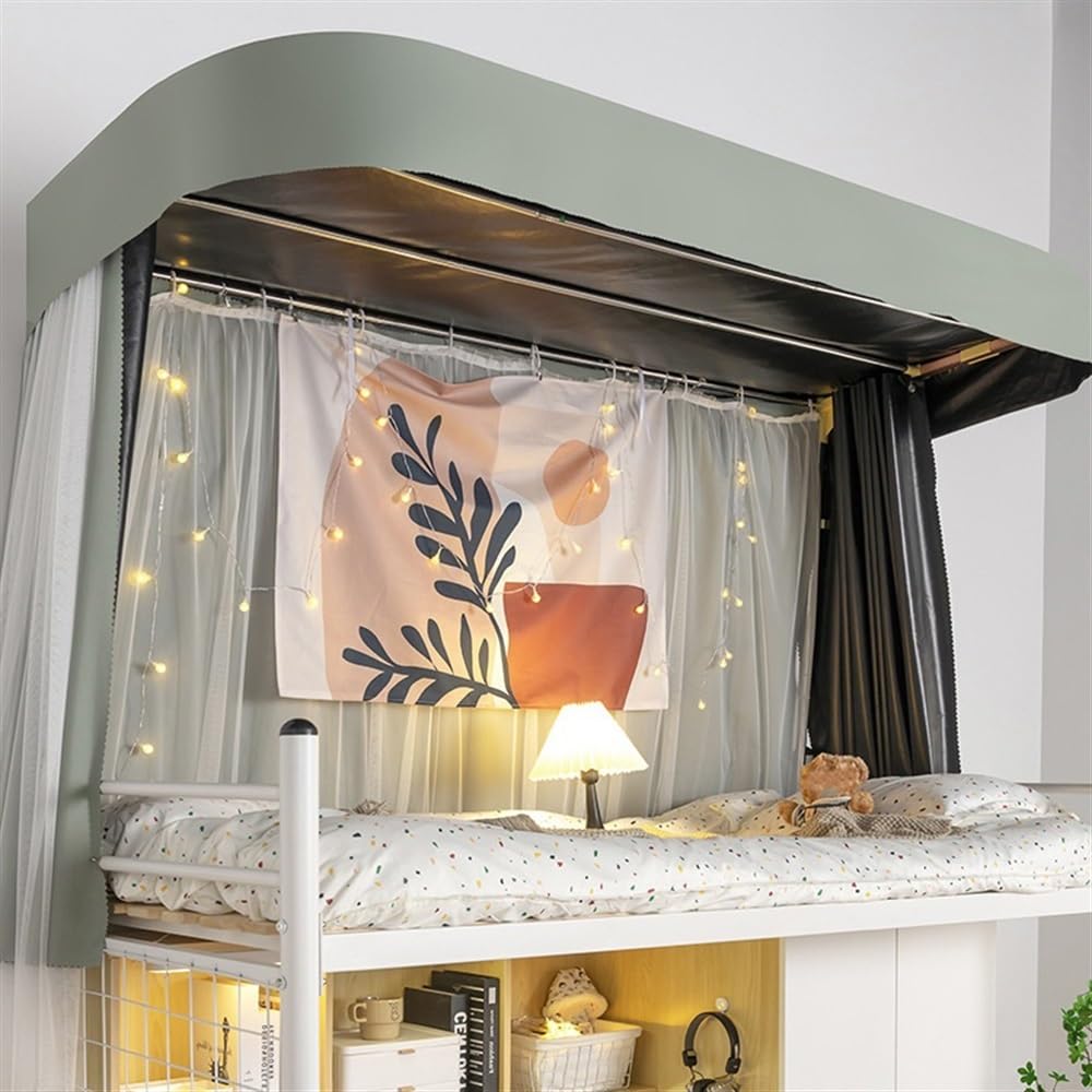 Dorm Bunk Bed Curtain Set, Blackout and Mesh Curtain, Portable Sleeping Tents, Bunk Bed Tent for Single Beds, Loft Beds, Student Dorms, Dorm Room