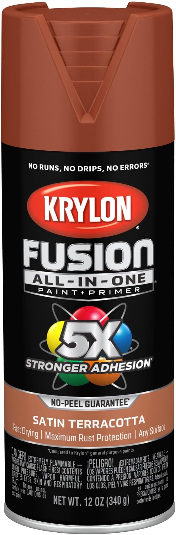 K02752007 Fusion All-In-One Spray Paint for Indoor/Outdoor Use, Satin Terracotta Red-Brown 12 Ounce (Pack of 1)