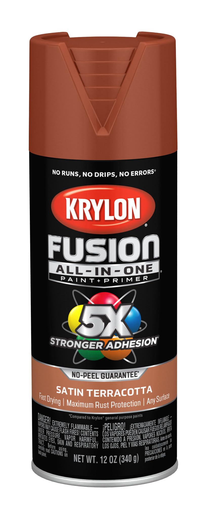 Krylon K02752007 Fusion All-In-One Spray Paint for Indoor/Outdoor Use, Satin Terracotta Red-Brown 12 Ounce (Pack of 1)