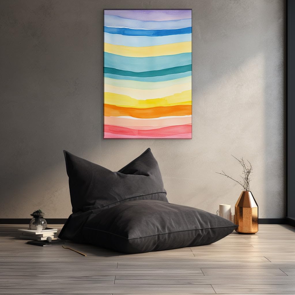 Canvas for Living room. Soothing Hues of Serenity: A Journey Through Abstract Stripes and Calming Colors, 27 x 18 inch Canvas Wall Art - Contemporary Masterpieces - Modern Home Decor