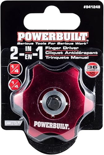 Miniatura 6 de Powerbuilt 14-Inch Drive 2 en 1 Pulgar Trinquete y Bits Driver, Trinquete de Dedo, Rojo, 941248