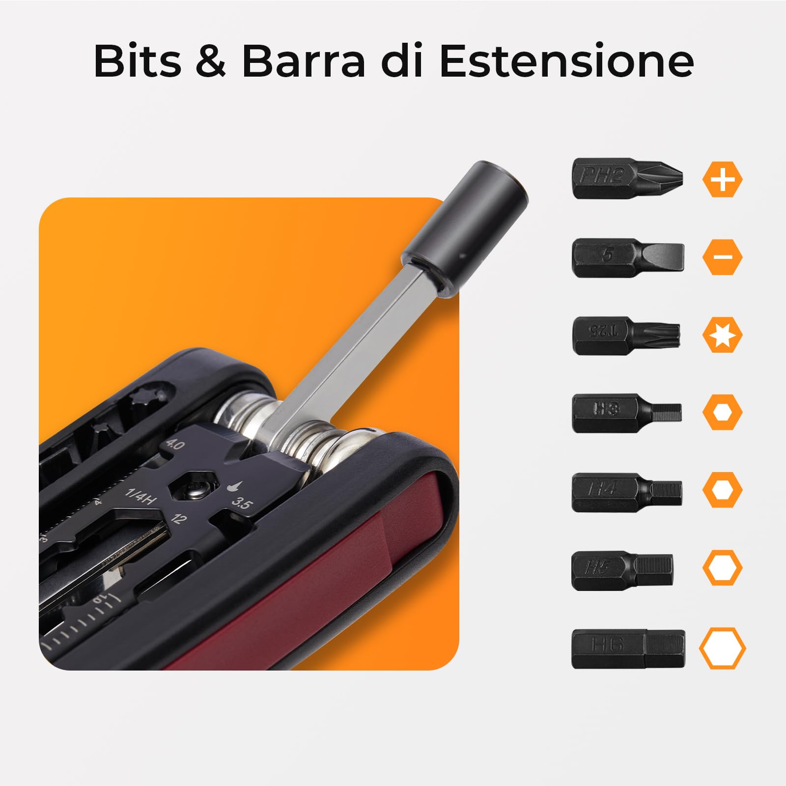 Kit di Riparazione Bici Multifunzione, 25 in 1 Attrezzo Pieghevole, Kit di Strumenti per Emergenze Outdoor, Set di Attrezzi per Biciclette da Strada e Mountain Bike