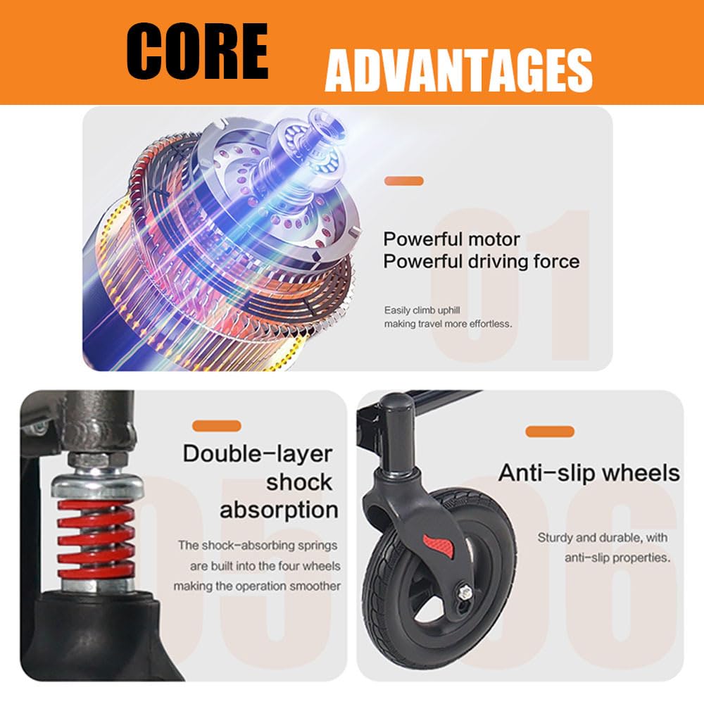 Silla de ruedas eléctrica, silla eléctrica plegable ligera, reclinable, 25 km todo terreno, motor de 500 W, batería de litio de 12 AH, ayuda de movilidad con control remoto