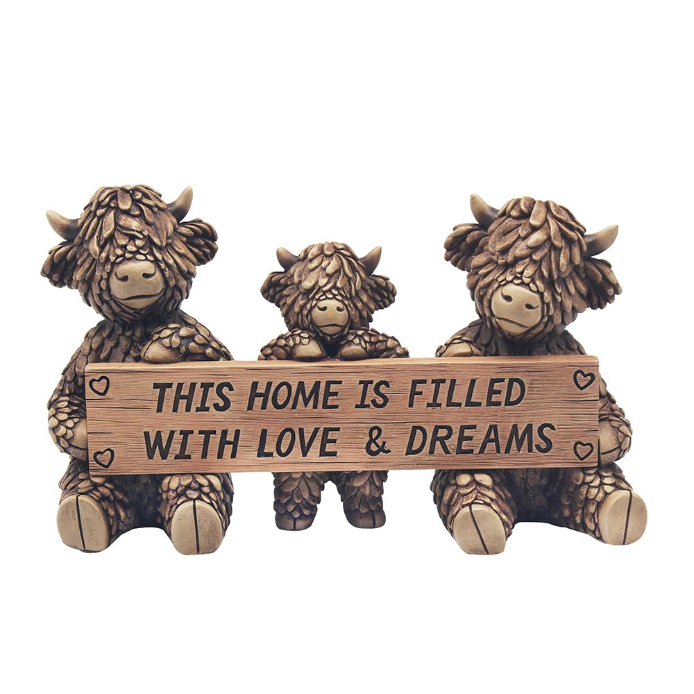 Lesser & Pavey Hughie Highland Cows Love Figurines Statues For Home Decor
