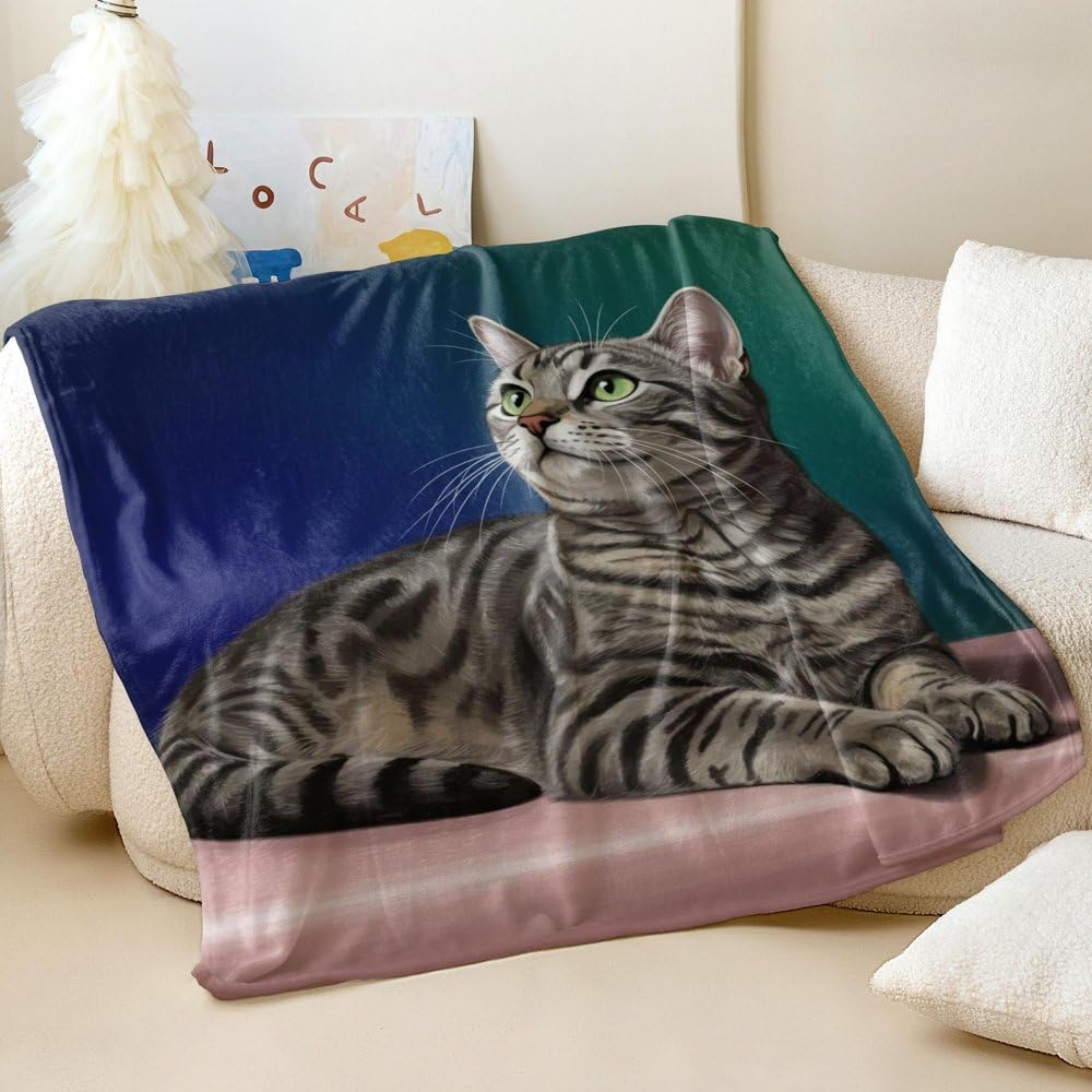 Couverture flanelle chat tigré au fini élégant jeté de lit adulte 200x200