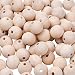 Kissitty 100Pcs Lead Free 3/4" Diameter (20mm) Natural Unfinished Large Wood Beads Original Color Wooden Ball Spacer Loose Beads 18mm Thick for DIY Craft Jewelry Making