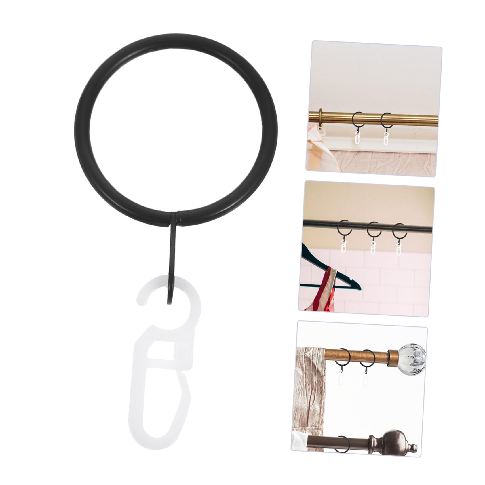 Sosoport 45sets Anelli per Tende in Metallo Nero Ganci Anelli per Appendere Tende da Finestra e Porta Compatibili Aste
