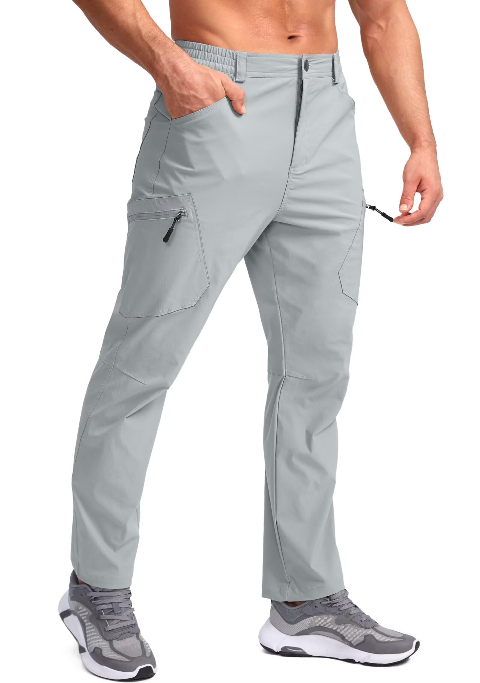 Pudolla Men's Lightweight Hiking Pants with 7 Pockets Quick Dry Water Resistant Fishing Travel Pants