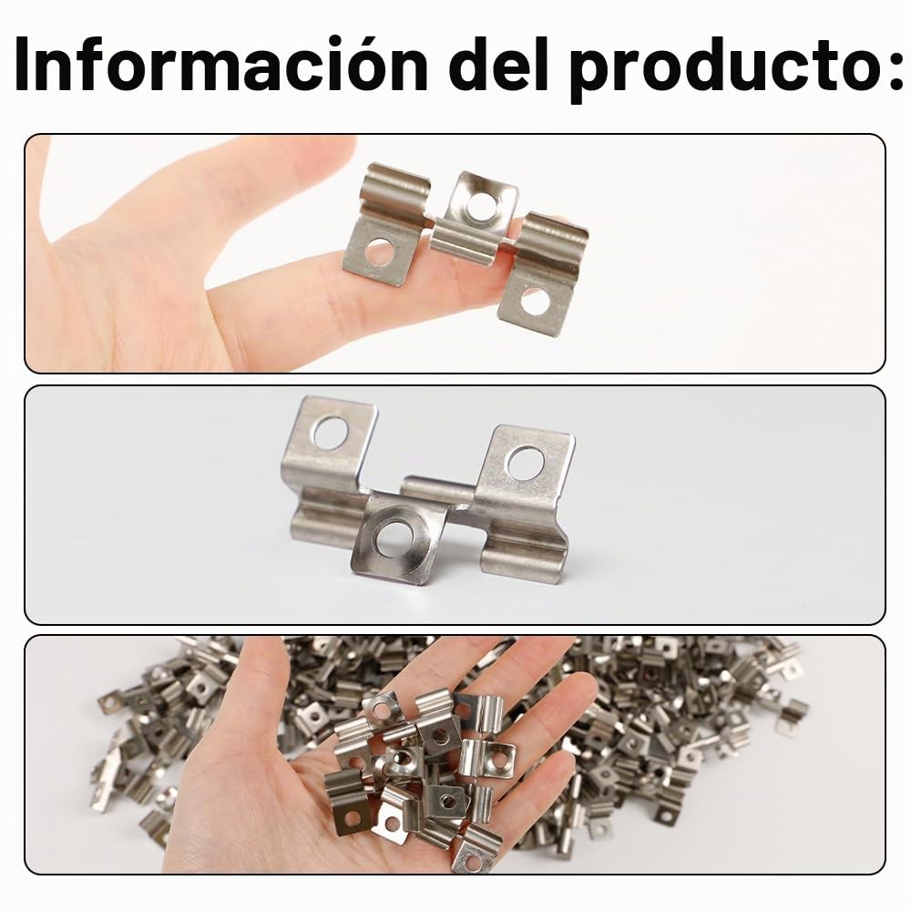 150 WPC Clips para Terrazas, 7,5 mm Clips de Acero Inoxidable para Terraza, Clip de Fijación para Tarimas Separadores, Fijación Tablas Terraza, Rango de Sujeción 7,5 mm, Plata