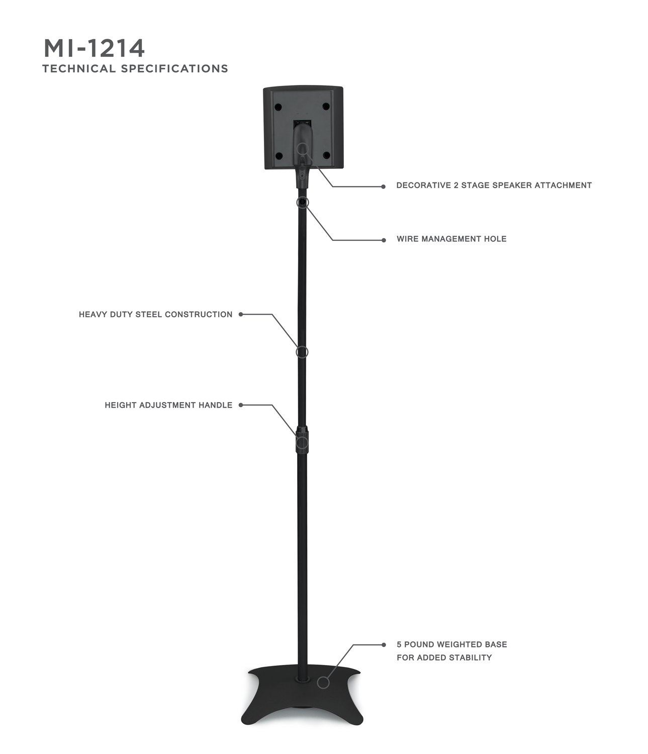 MountIt! MI1214 Speaker Stands for Home Theater 5.1 Channel Surround
