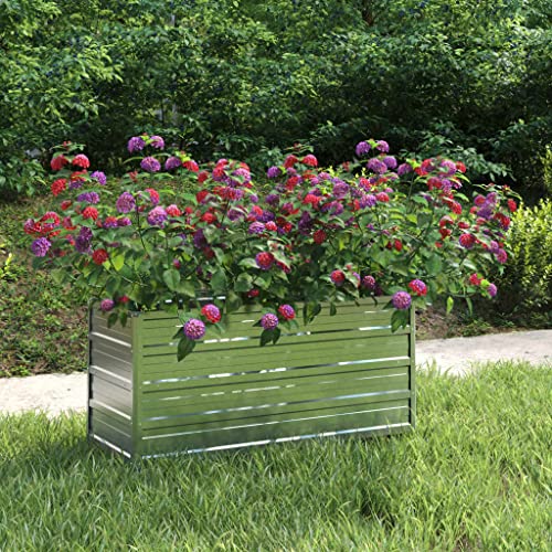Jardinera elevada para balcón, 100 x 40 x 45 cm, acero galvanizado plateado, solución ideal para jardinería que ahorra espacio y plantas sanas