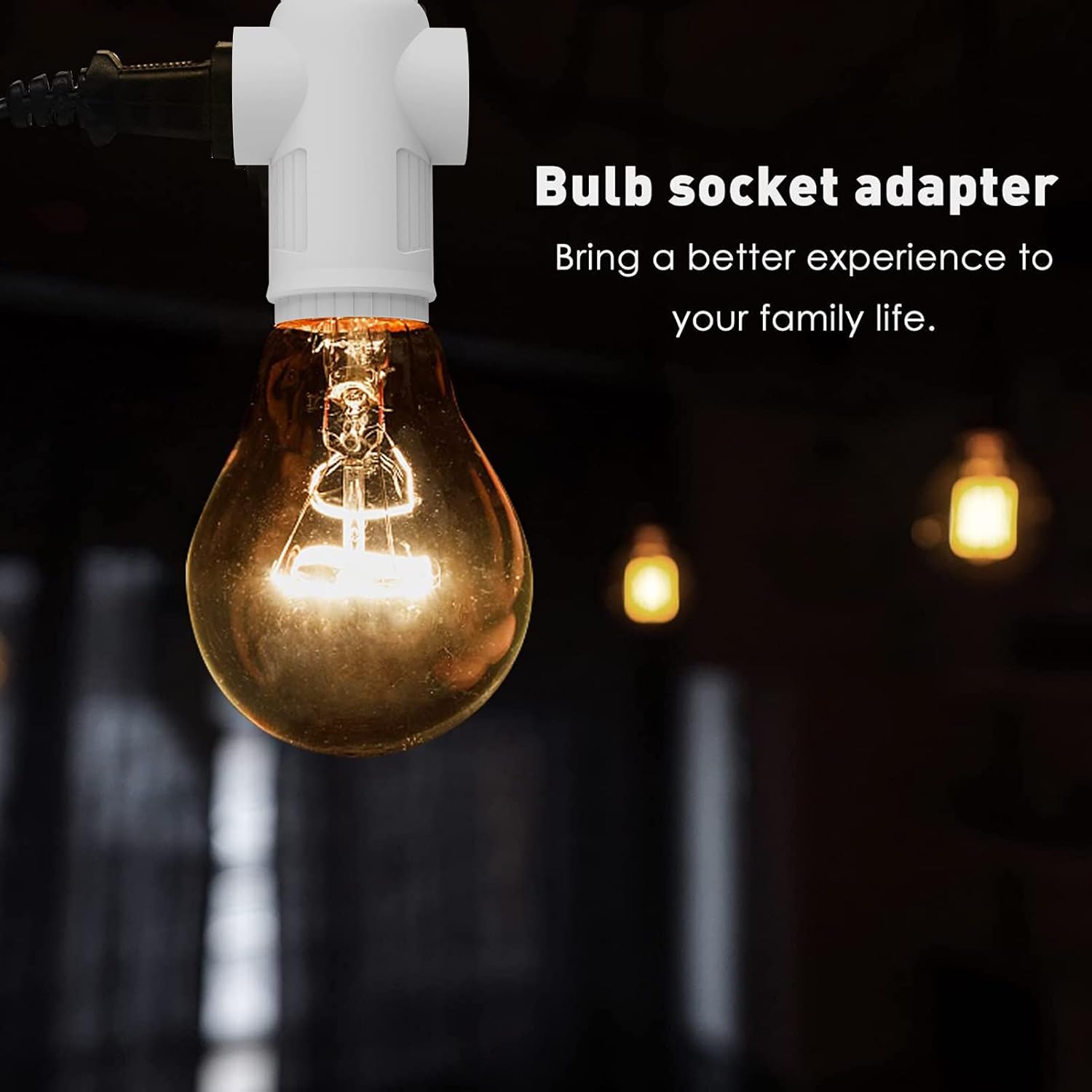 3 Prong Light Socket to Plug Adapter, E26/E27 Light Bulb Outlet Adapter, Polarized Light Socket Adapter, Light Bulb to 2/3 Prong Outlet Plug Splitter Converter for Garage Porch CCTV Camera, etc - 2Pcs