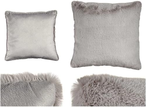 Gift Decor Coussin avec Poils Gris Cuir synthétique (40 x 2 x 40 cm) - Marque EA
