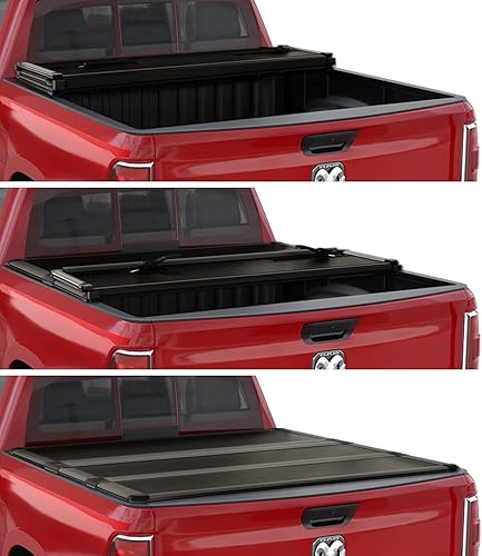 Miniatura 3 de Kikito Cubierta Tonneau profesional FRP dura de tres pliegues para caja de camioneta Ram 1500 2009-2025 de 5.7 pies (67.4 pulgadas) sin RamBox