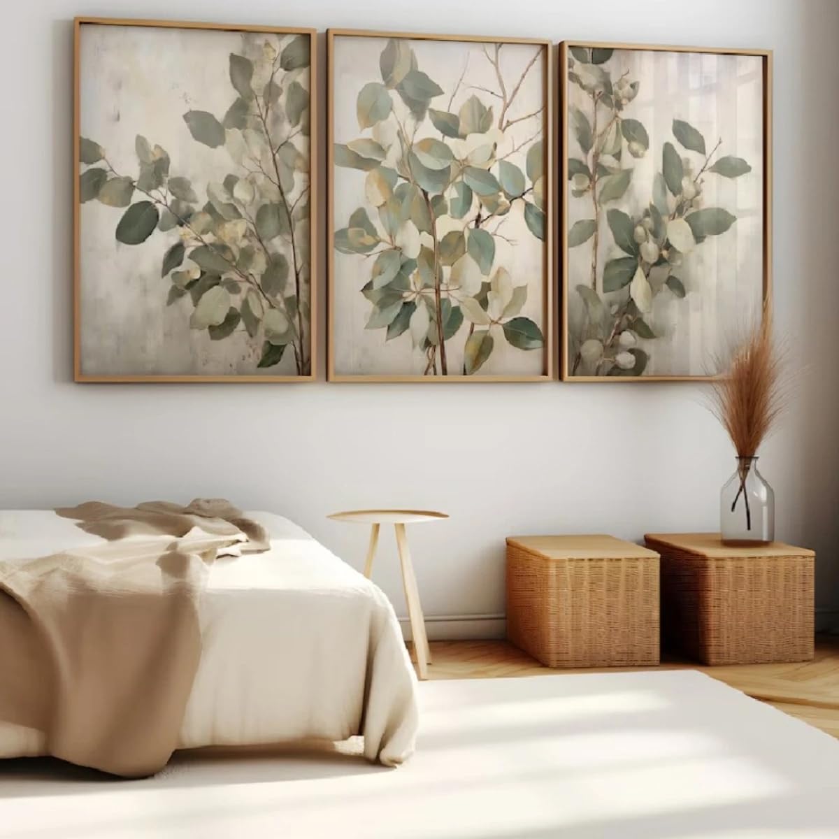 LTjiajuypd Vintage Eucalyptus Tree Branch Canvas Print Painting Poster Rustic Farmhouse Botanical Art Prints Wall Home Decor(30x50cm-3Pcs)