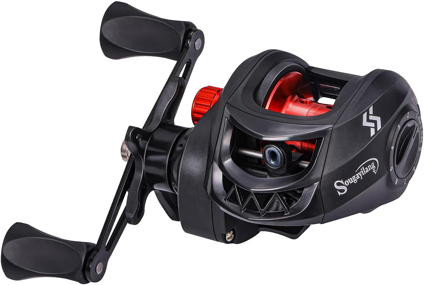 Sougayilang Baitcasting Reels, Smooth Casting Reel with Magnetic Braking System Bright Color Baitcaster Reel-Red-Right Handed