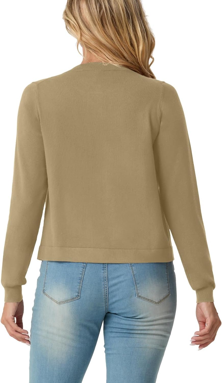 GRECERELLE Women's Long Sleeve Open Front Lightweight Knit Cropped Cardigan Sweater Shrugs, S-2XL - Image 3