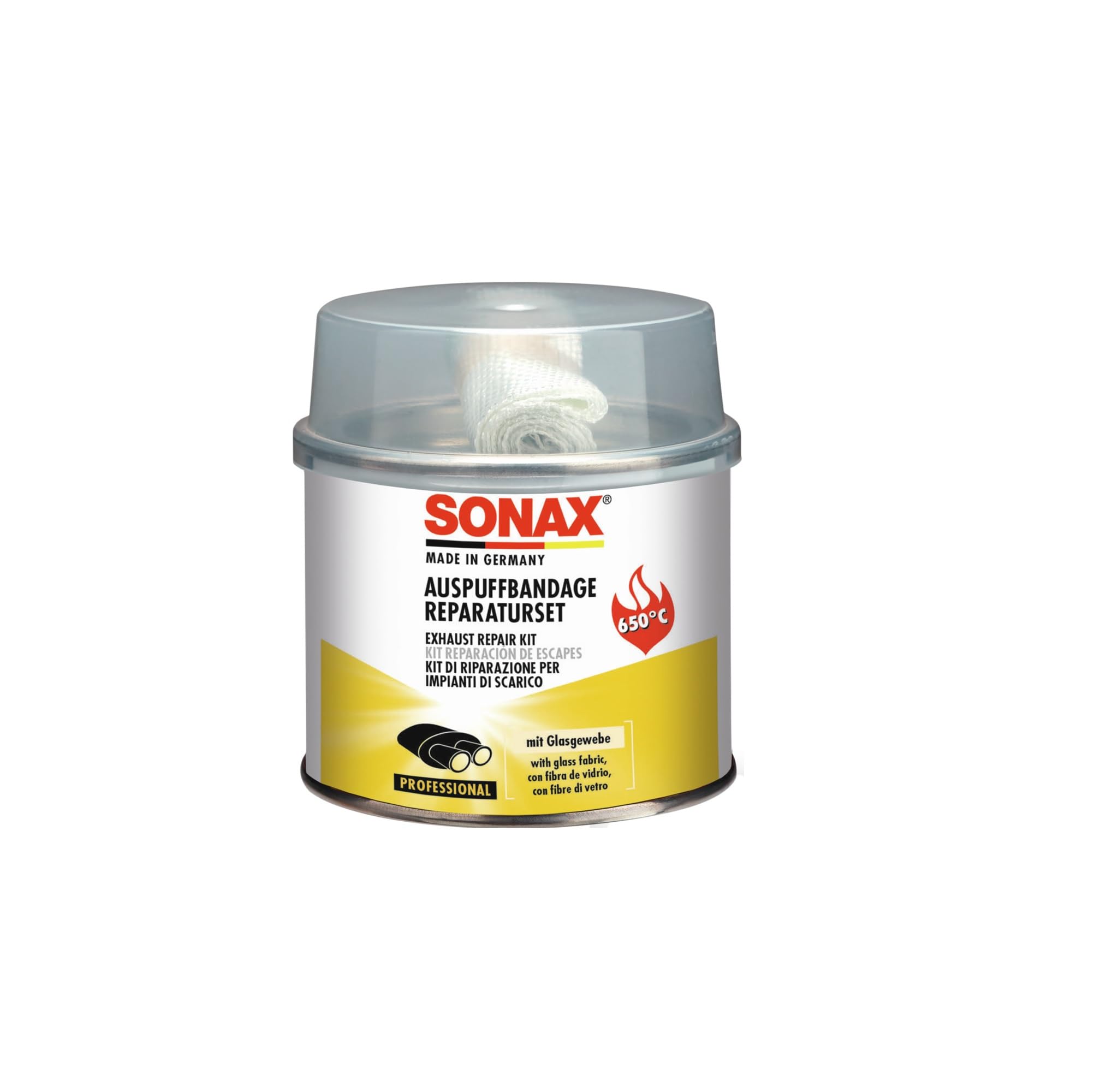 SONAX AuspuffReparaturSet (200 g) verschließt größere Risse, Löcher & undichte Stellen dauerhaft, schnell & absolut gasdicht | Art-Nr. 05531410