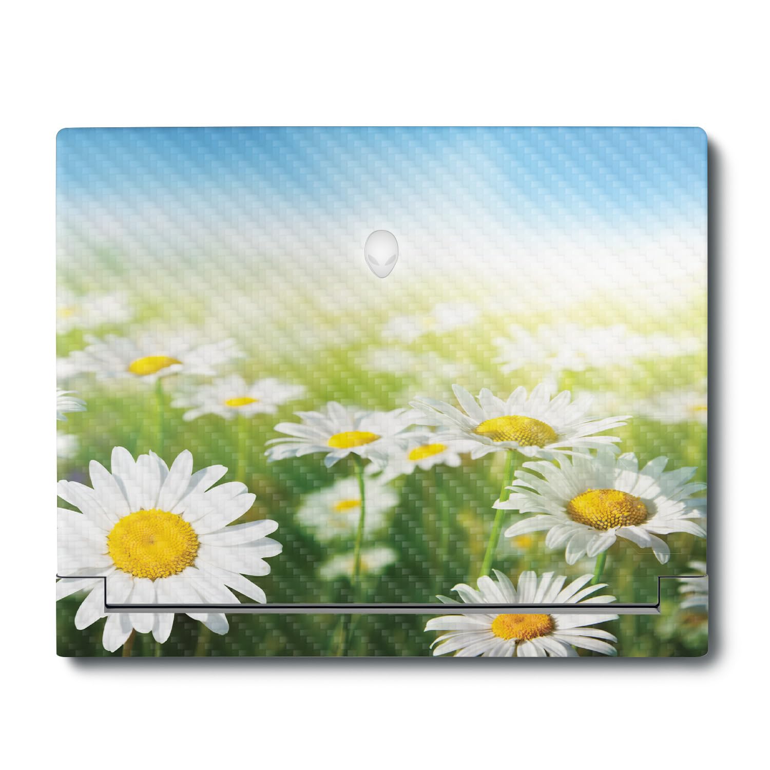MightySkins Carbon Fiber Skin Compatible with Alienware X16 R1 (2023) Full Wrap Kit - Field of Daisies | Protective, Durable Textured Carbon Fiber Finish | Easy to Apply | Made in The USA