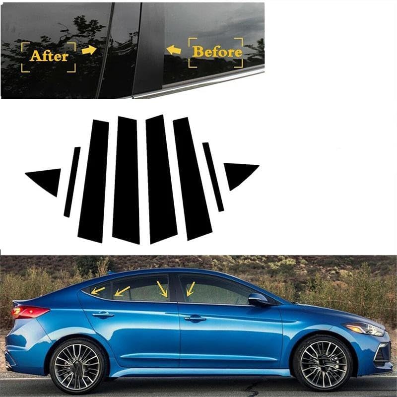 に適合する ヒュンダイ に適合する エラントラ セダン 2017-2020 グロスブラック ピラーポスト ドアサイドトリム ウィンド