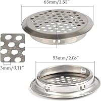 Vista 2 de 50 rejillas de ventilación circulares de 2.087 in de acero inoxidable de ventilación redonda de malla de ventilación para cocina, baño, armario