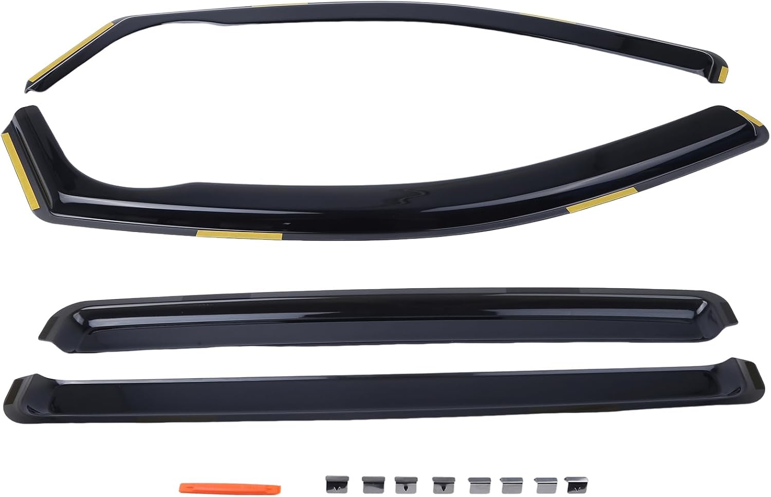 4Pcs Wind Deflectors Front Rear Window Vent Visors Rain Sun Guard for Ford Ranger Super Crew 2024-2025