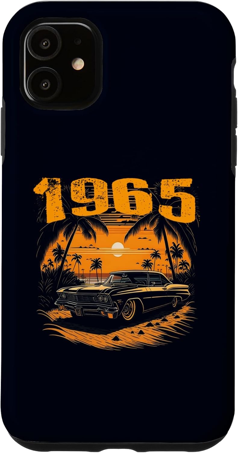 1965 Retro Vintage Birthday Old Car Classic Sunset Palm Tree Case for iPhone 11
