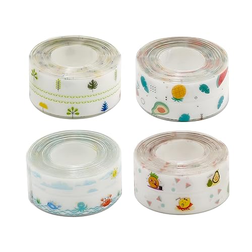 Miniatura 6 de Saihisday Tira de calafateo de esquina de 4 rollos, tira autoadhesiva de PVC, cinta de calafateo impermeable para cocina, baño, ducha, inodoro