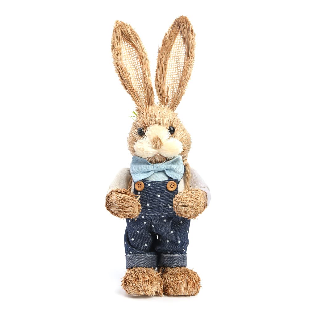 Introti F Easter Decorations Bunny Handmade Straw Bunny Easter Rabbit Statue Home Decor