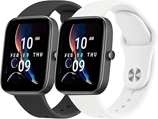 2 PACK Bands for Amazfit Bip 3 / Bip 3 Pro / Bip U Pro / Bip / Bip Lite / Bip S / Bip S lite / Bip U, 20mm Quick Release Soft Silicone Sport Replacement Watch Strap for Amazfit GTS 4 / GTS 4 Mini / GTS 3 / GTS 2 / GTS 2e / GTS 2 mini / GTS Smart Watch Women Men