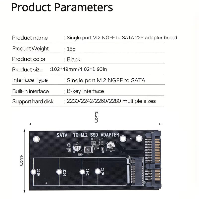 Pstaroth M.2 NGFF B-Key to SATA3 SSD Adapter for Computer Performance Boost