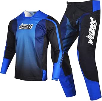 Willbros Motocross Jersey Broek Combo Mens Dirt Bike MX Gear Set Vrouwen Offroad Rijden Volwassen Racewear, Zwart Oranje, Jersey M / Pants 32