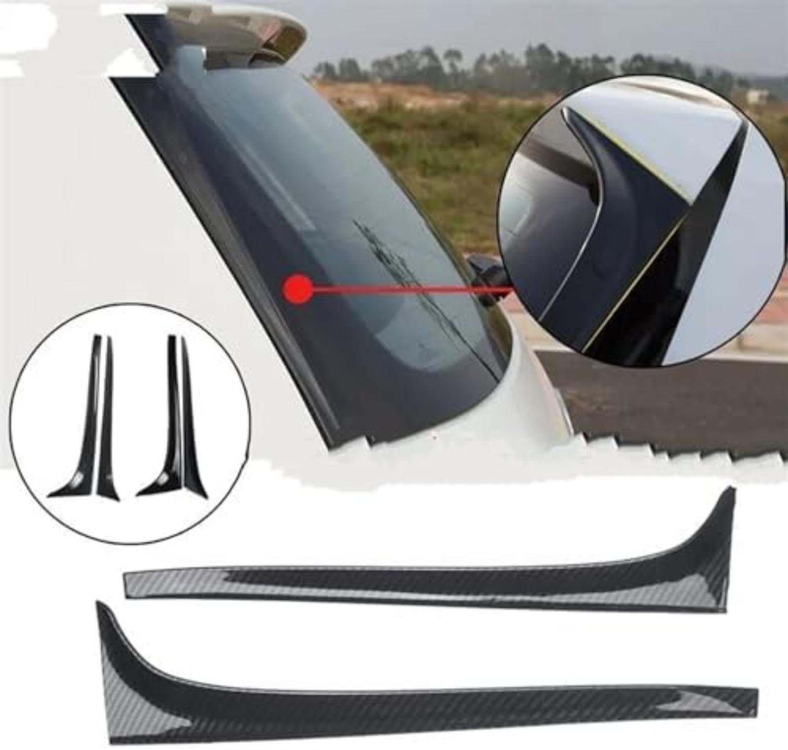Skrzydło spoilera samochodu, dla Golf 7 Mk7, dla Gtd R 2014-2018 2X czarne błyszczące włókno węglowe tylna szyba boczna stylizacja lusterko samochodowe ogon Lusterko (1 (1 Carbon fiber)