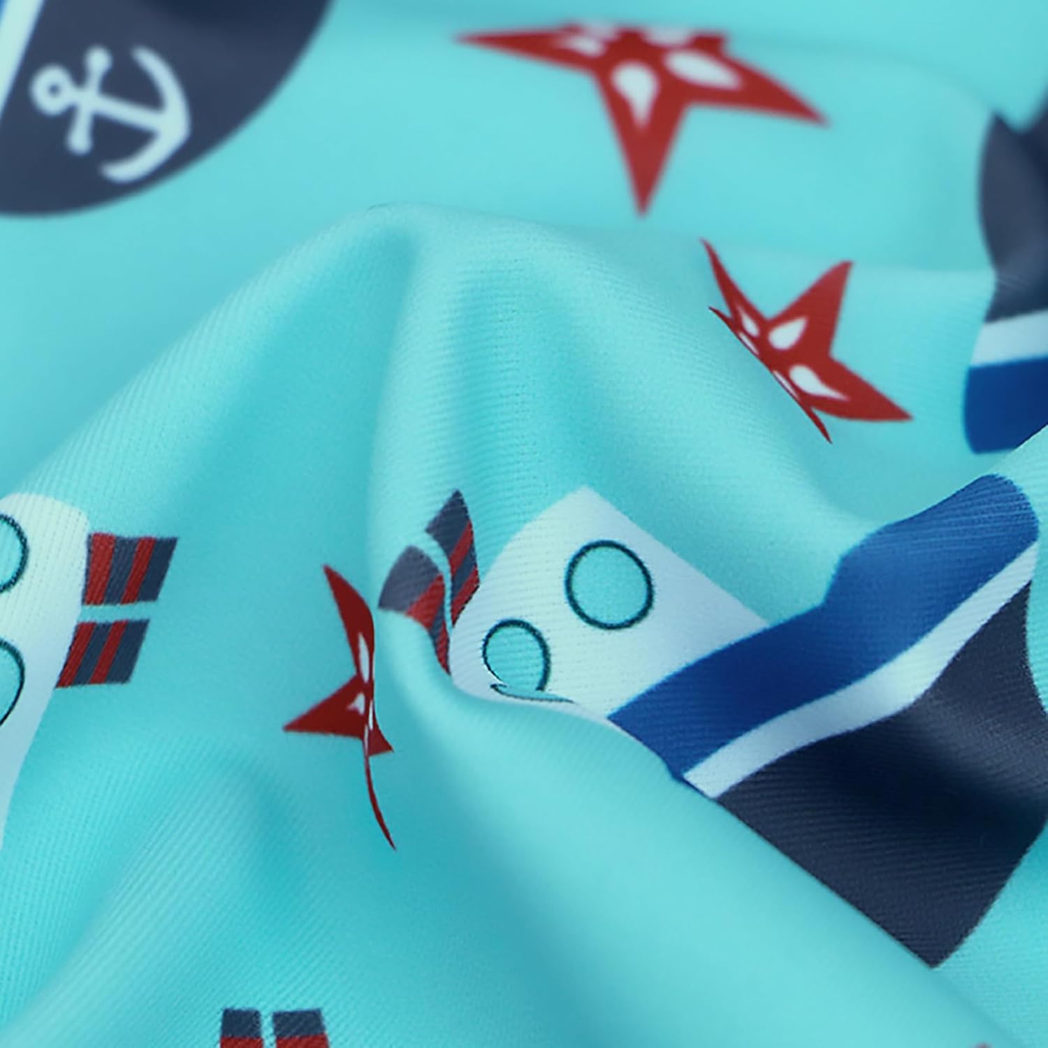 AIWUHE Toddler Swimsuit Set Boys Two Piece Rash Guard Boys' Swim Suit Quick Dry Long Sleeve Swim Shirts with Trunks Bathing Suit Swimwear Sets Blue Sailboat L 3-4T - Image 6