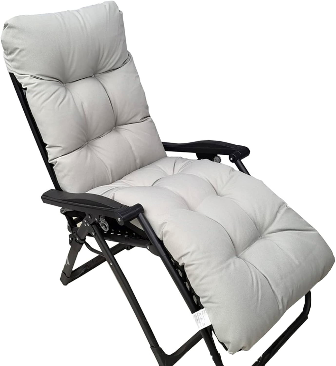 Outdoor Chaise Lounge Cushions, 65IN Waterproof Garden Recliner Chair Seat Cushions with Anti Slip Hood, Thick Padded Replacement Sun Lounger Mattress Pad for Indoor Outdoor Furniture,Grey