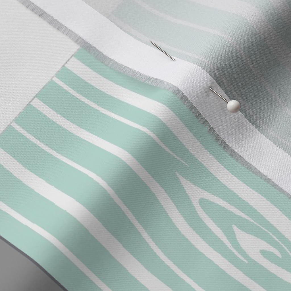 Spoonflower Fabric - Sweet Dreams Patchwork Mint Grey Animals Southwest Boho Fox Moose Printed on Organic Cotton Sateen Fabric by The Yard - Sewing Quilting Apparel Home Decor