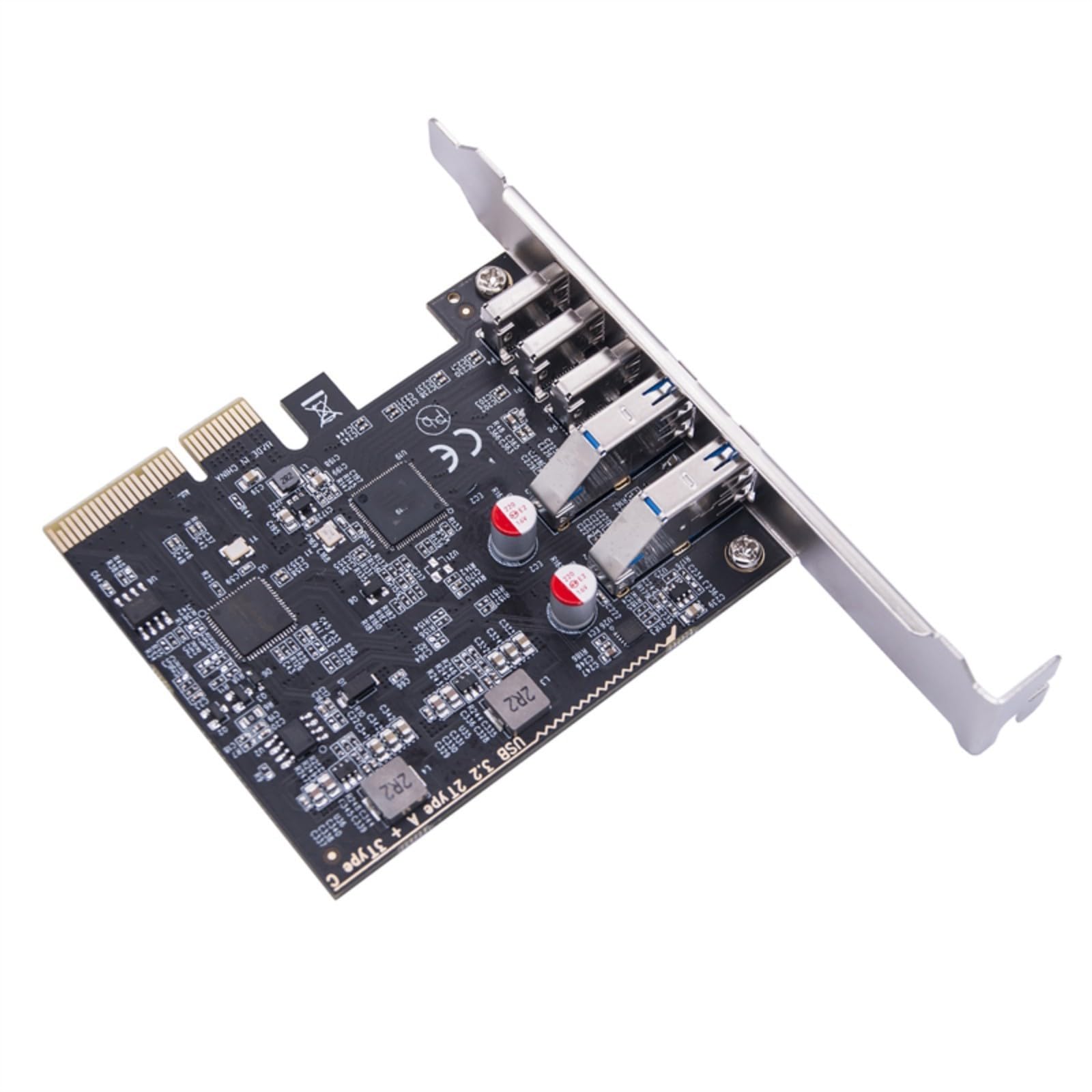 Carte d'extension USB PCIE 2 ports USB3.2 USB A + 3 ports Type C 10 Gbps Carte d'extension PCIExpress 4 USB Hubs Adaptateur