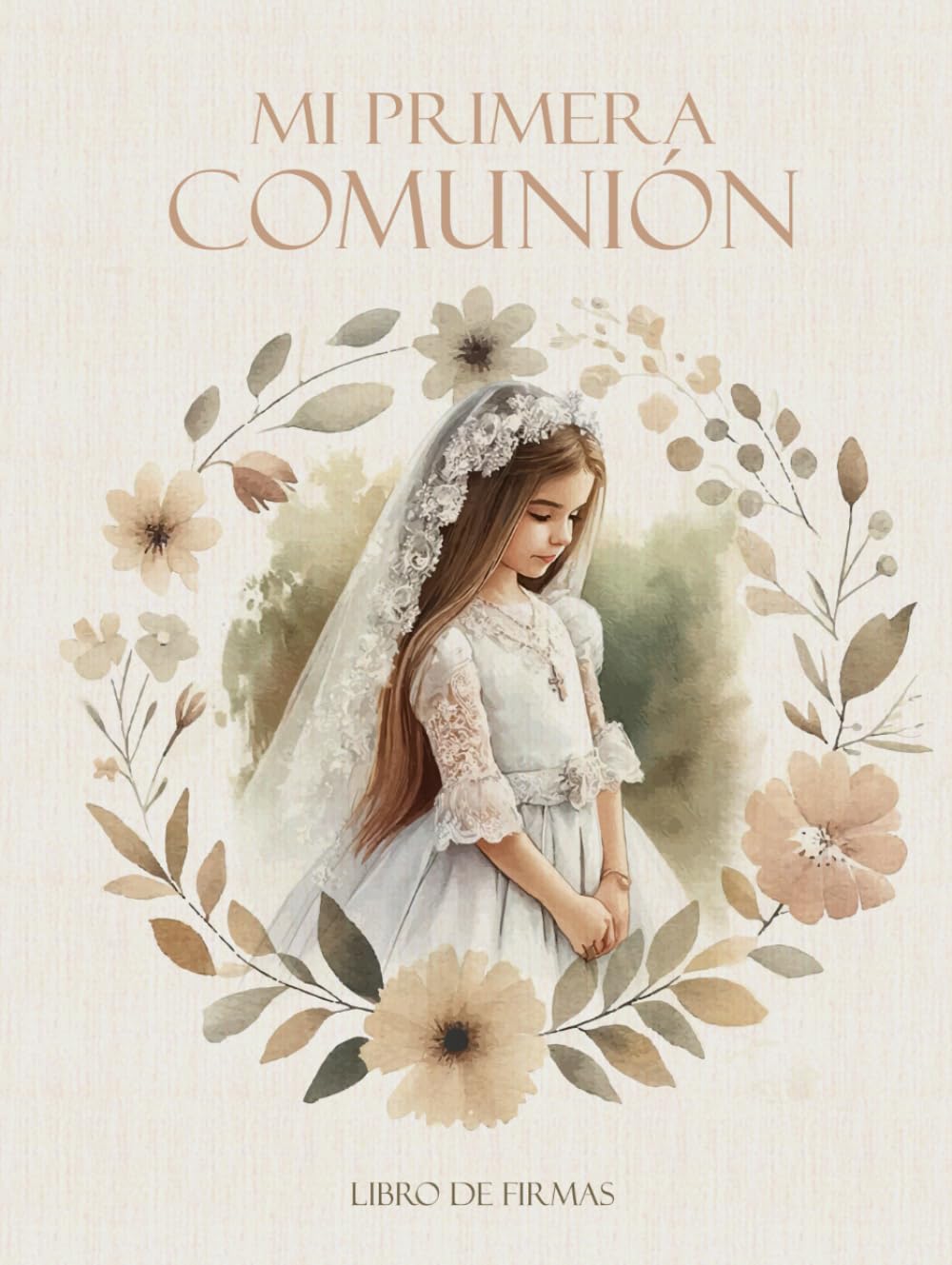 Cadeau communion fille original livre d'or et arbre à empreintes