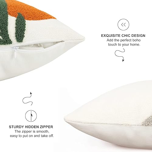 Miniatura 4 de Merrycolor Fundas de almohada decorativas boho 16x16 Fundas de almohada boho acolchadas Fundas de almohada boho de mediados de siglo moderno