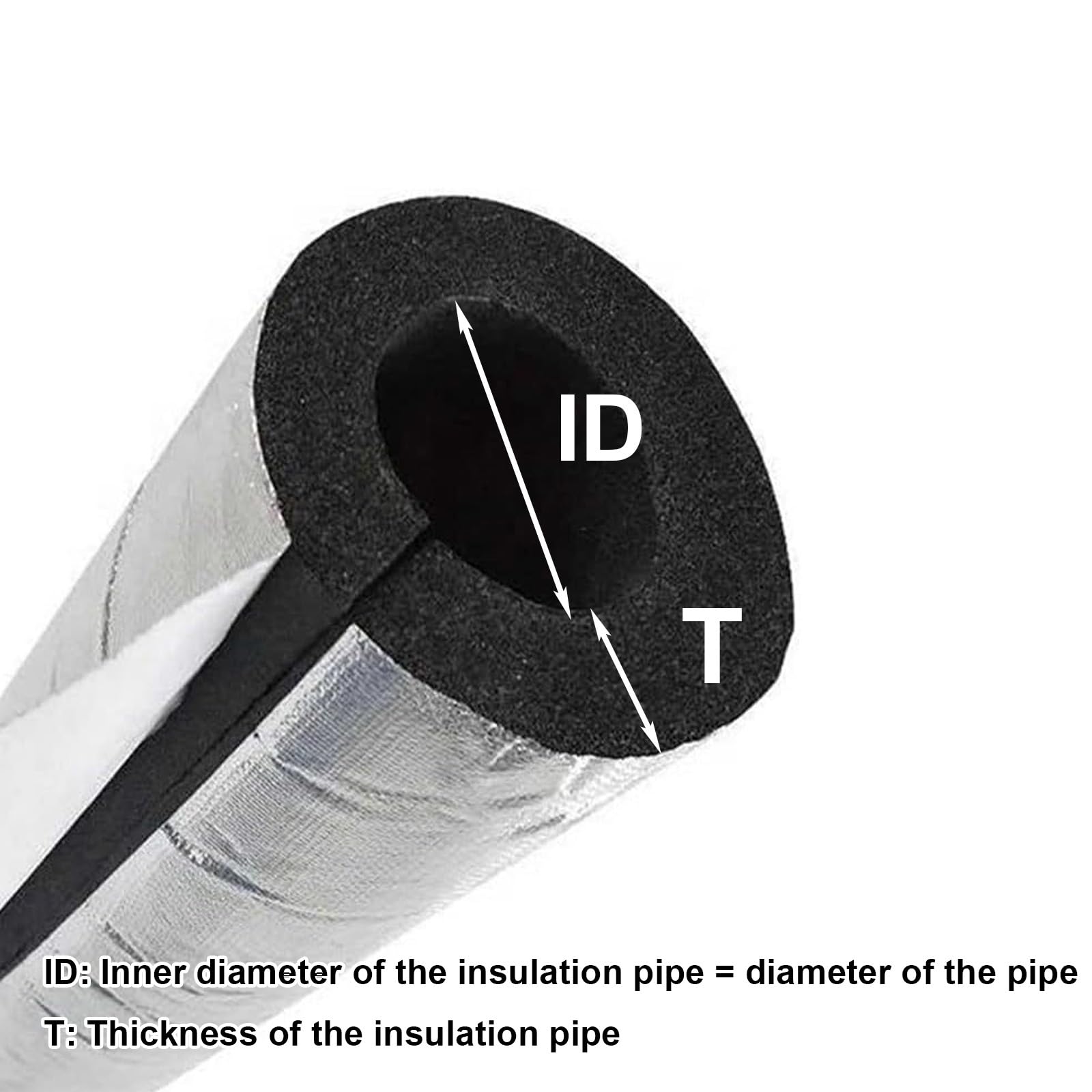 Tubo Isolante Antigelo per Esterni Condizionatore, Tubi in Schiuma Isolante per Rame Tubo, Guaina di Isolamento Foglio di Alluminio Antigelo Flessibile per Tubature dell'Acqua ID 22-120 mm(ID 27mm （1-